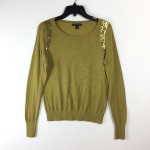 Banana Republic Olive Green Sequin Detail Wool Sweater Top Size S